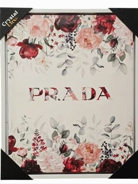 Crystal Luxe Prada Floral Logo Framed Wall Decor